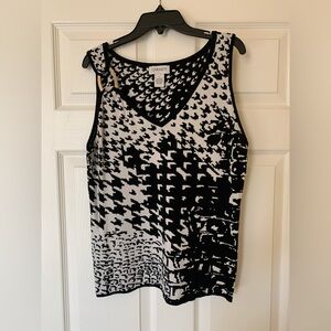 Carmen Marc Valvo Abstract Vintage‎ Metal Shoulder Detail Sleeveless Tank Top, L